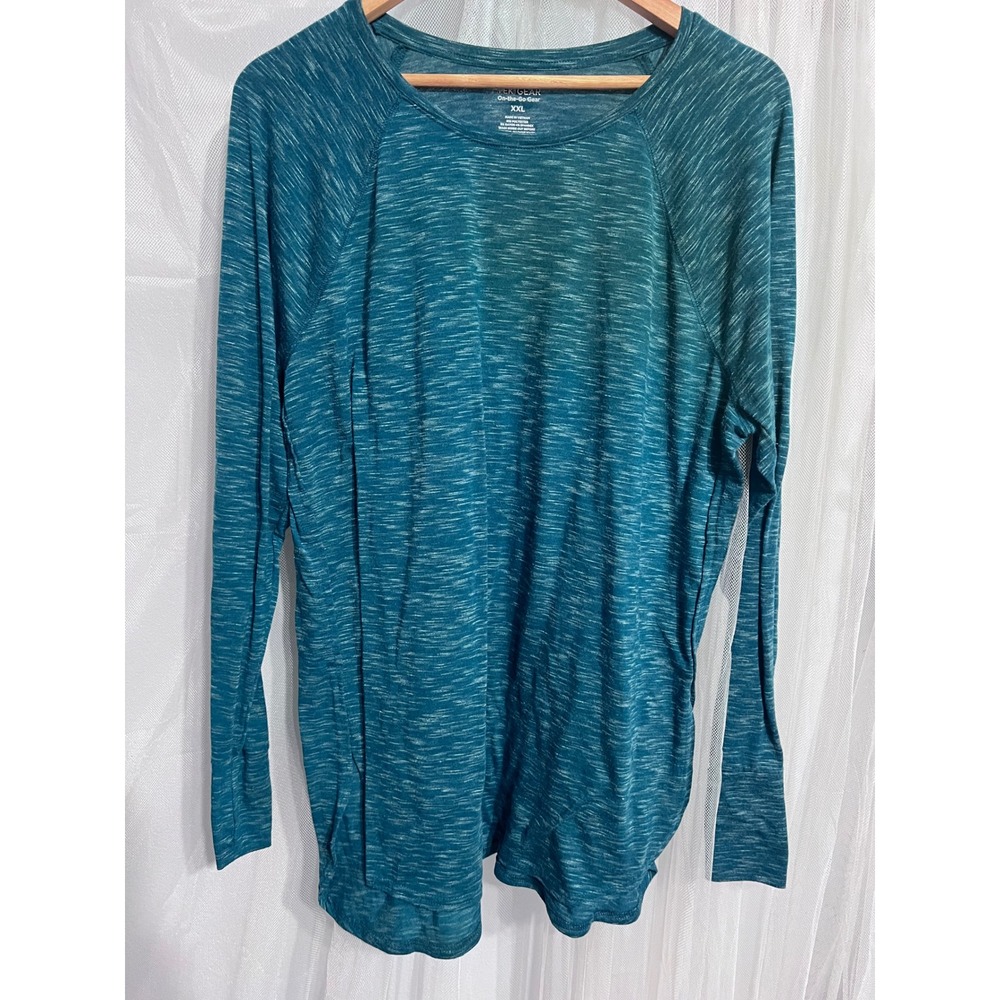 Tek Gear On-the-Go Gear Mens XXL Teal Blue Space Dye Long Sleeve Active Top